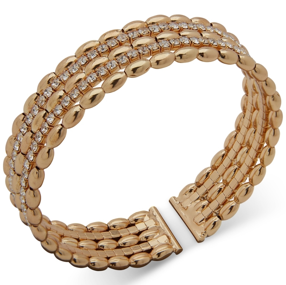 Anne Klein Gold-Tone Crystal Cuff Slip on Boxed Bracelet ✨️ NWOT